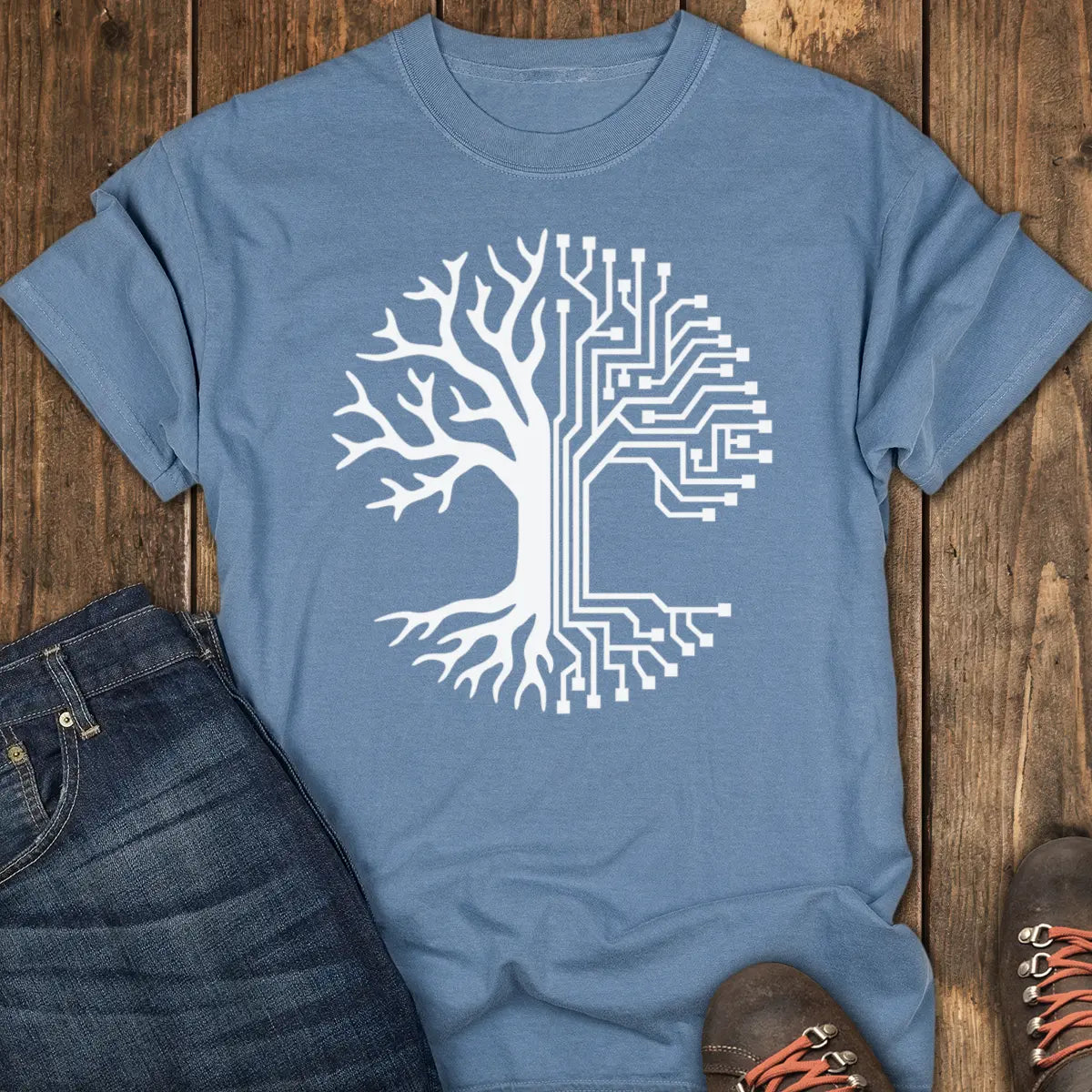 Analog Roots Tee - Blue Jean