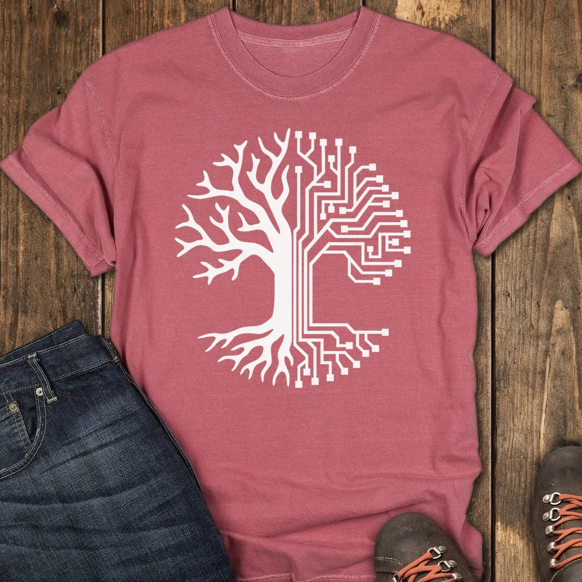 Analog Roots Tee - Crimson