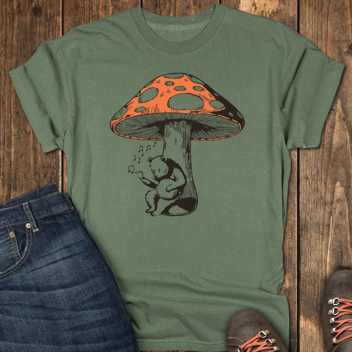 Bear Unplugged Tee - Moss