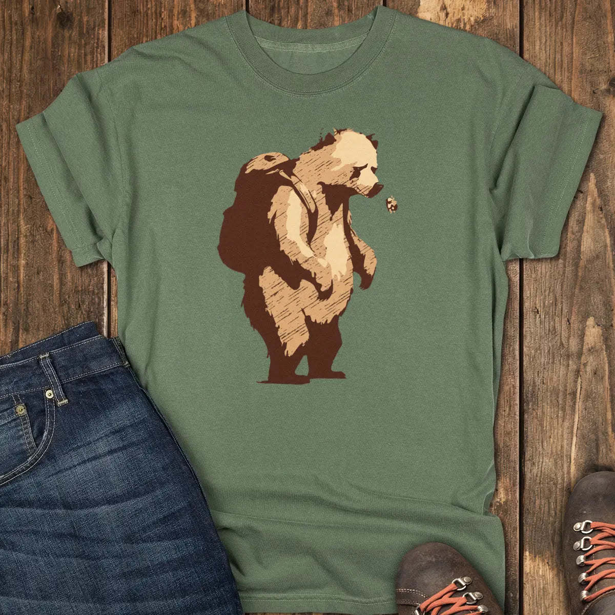 Bear and Ladybug Tee - Moss