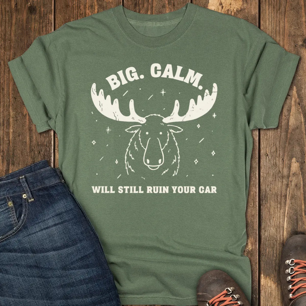 Big Calm Moose Tee - Moss