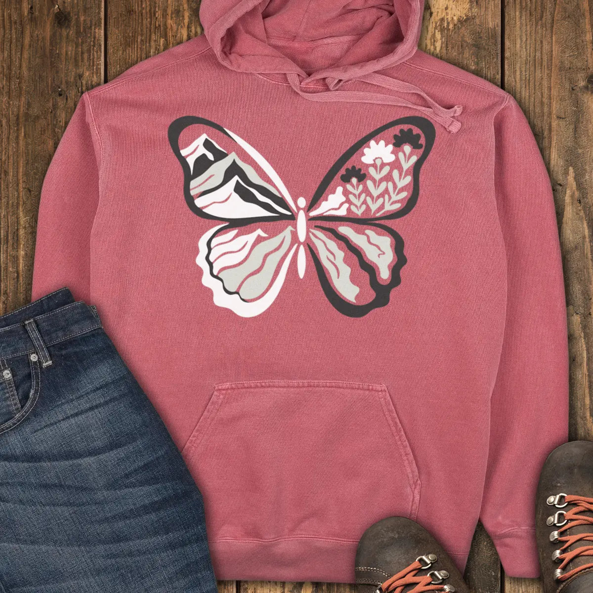 Butterfly Trail Hoodie - Crimson
