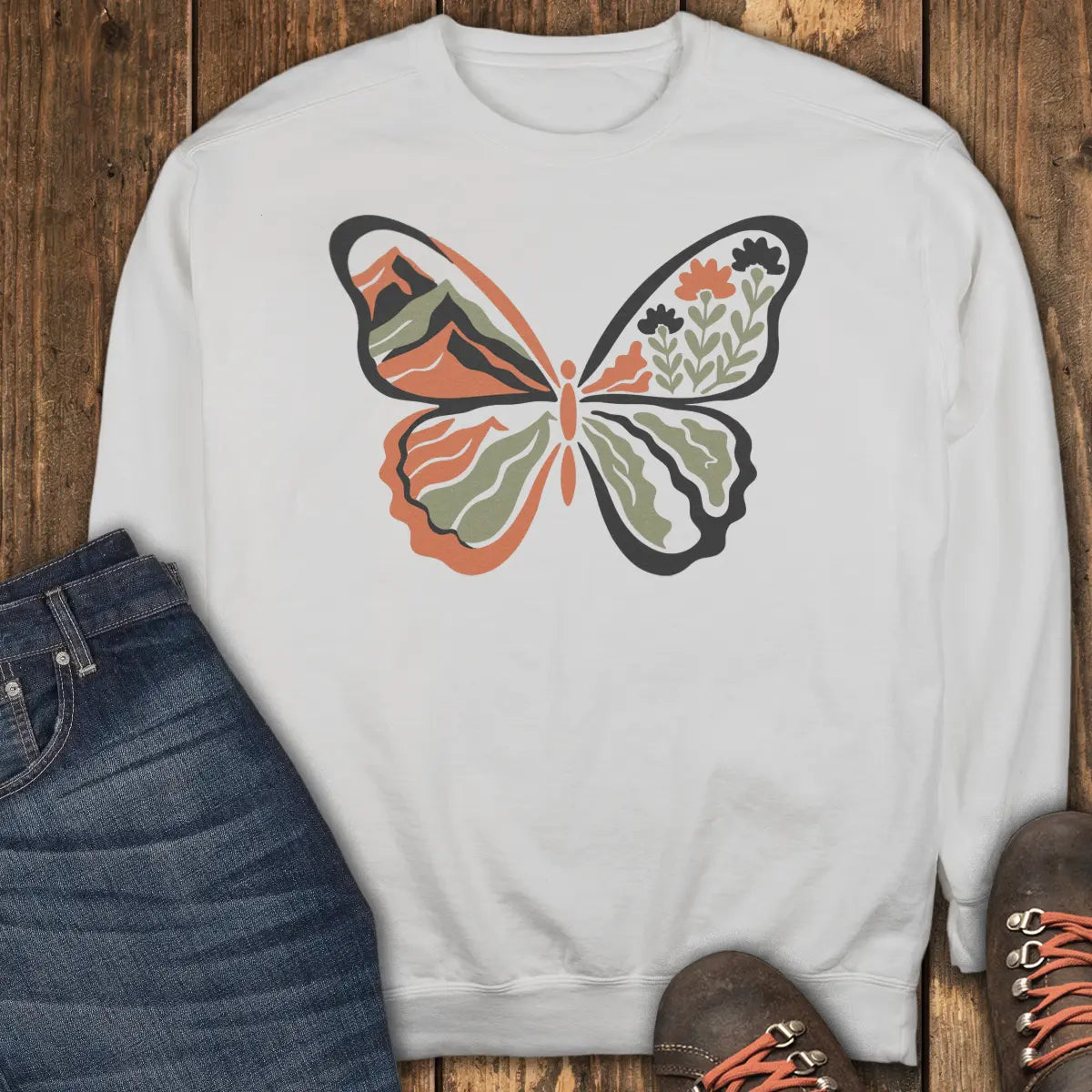 Butterfly Trail Sweatshirt - White