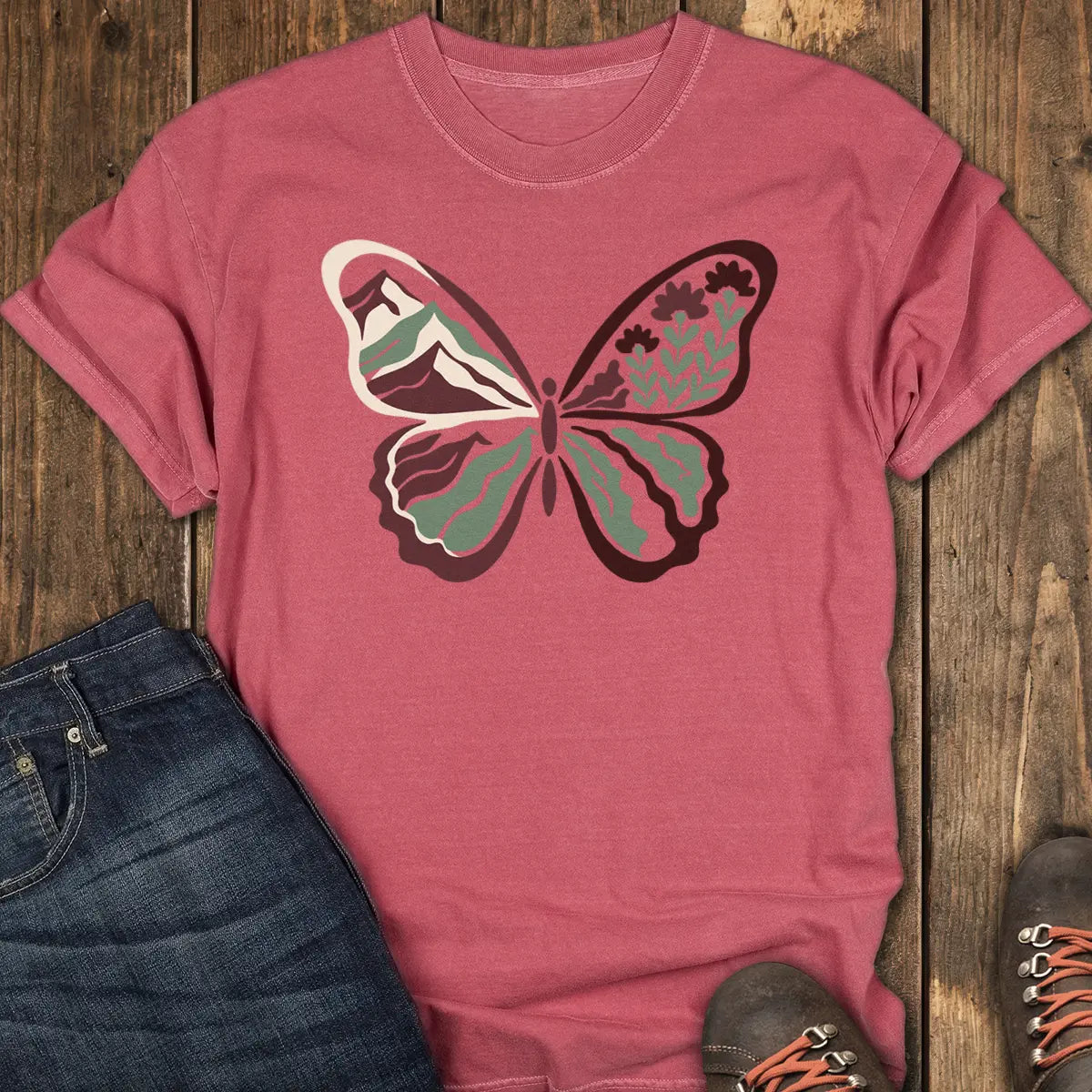 Butterfly Trail Tee - Crimson