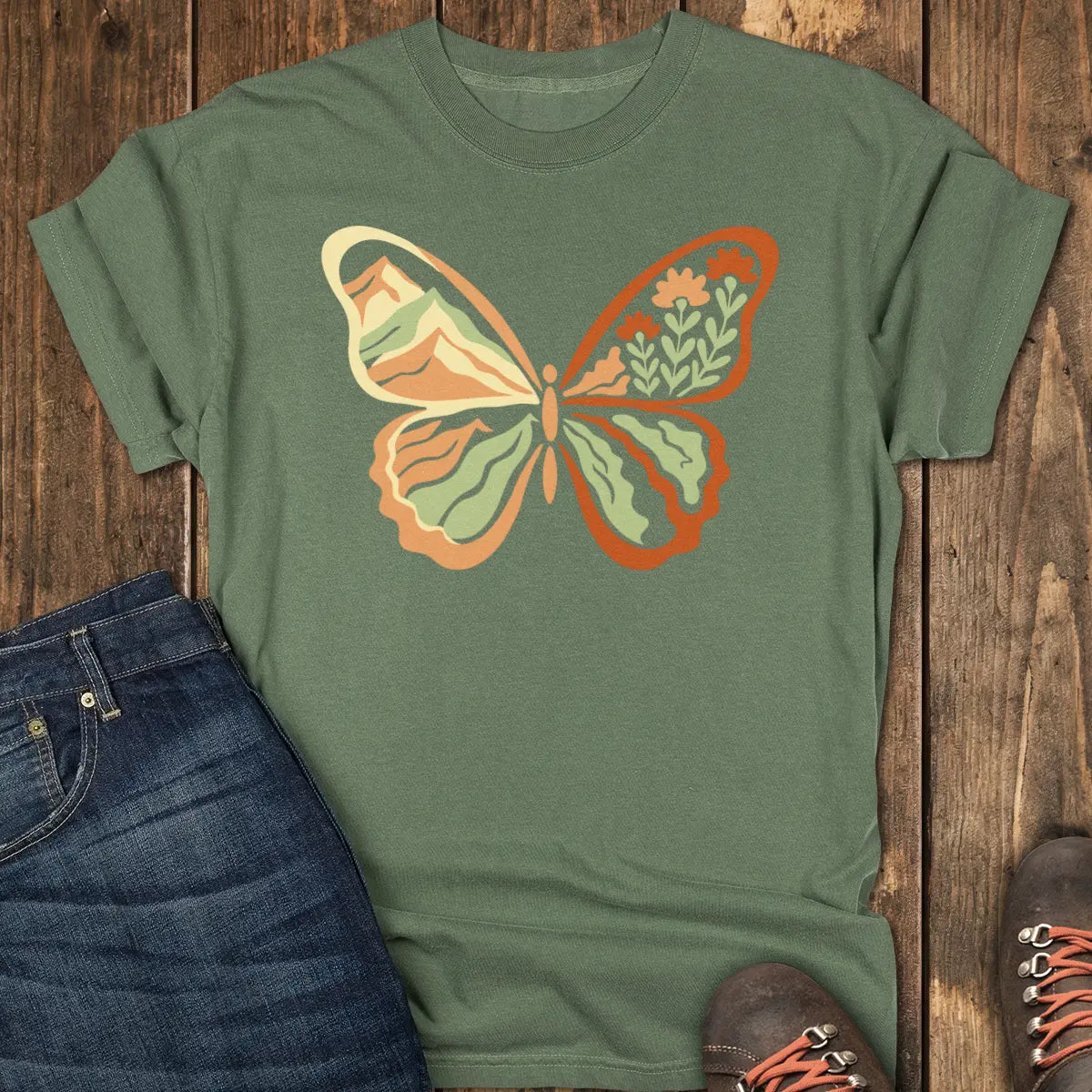 Butterfly Trail Tee - Moss