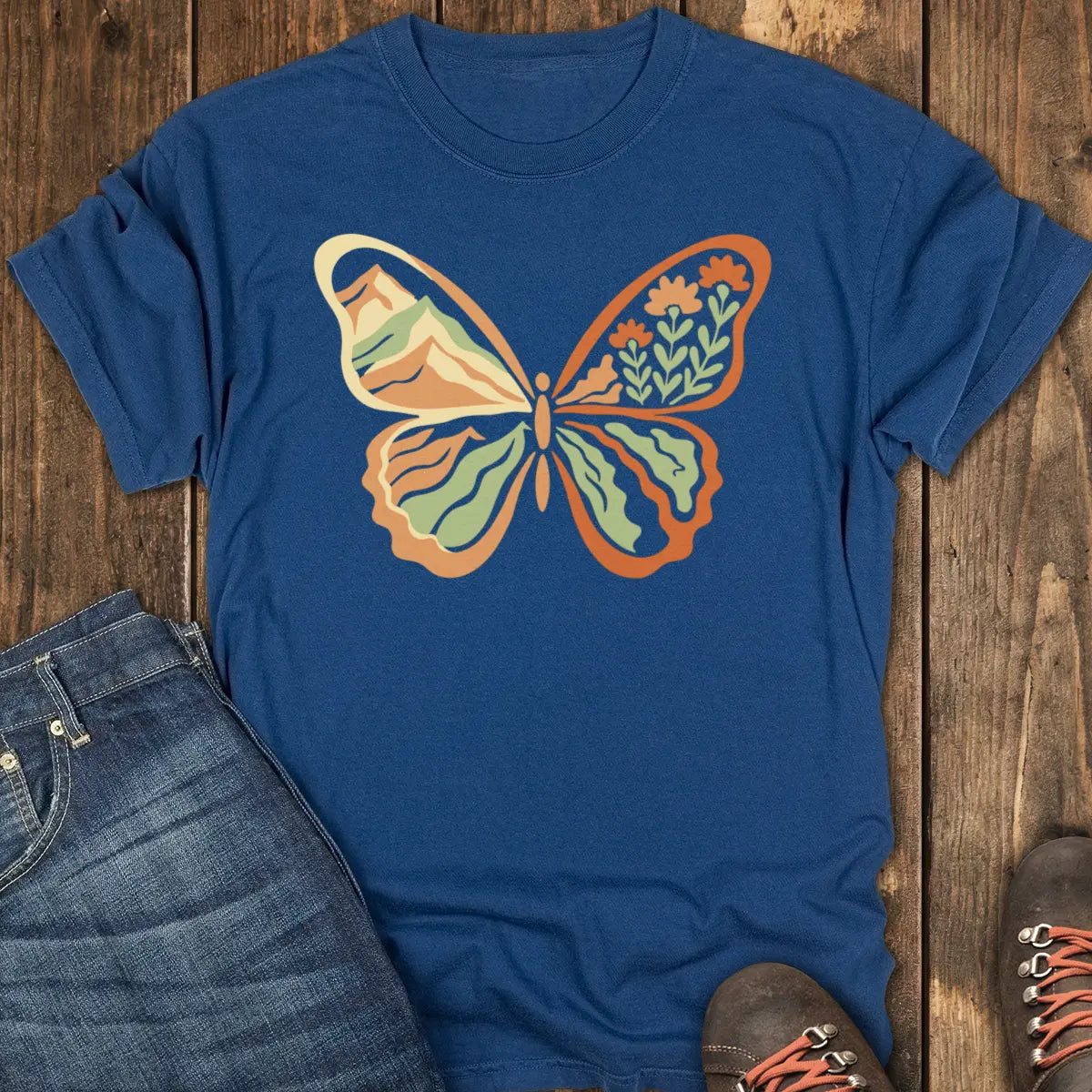 Butterfly Trail Tee - Navy