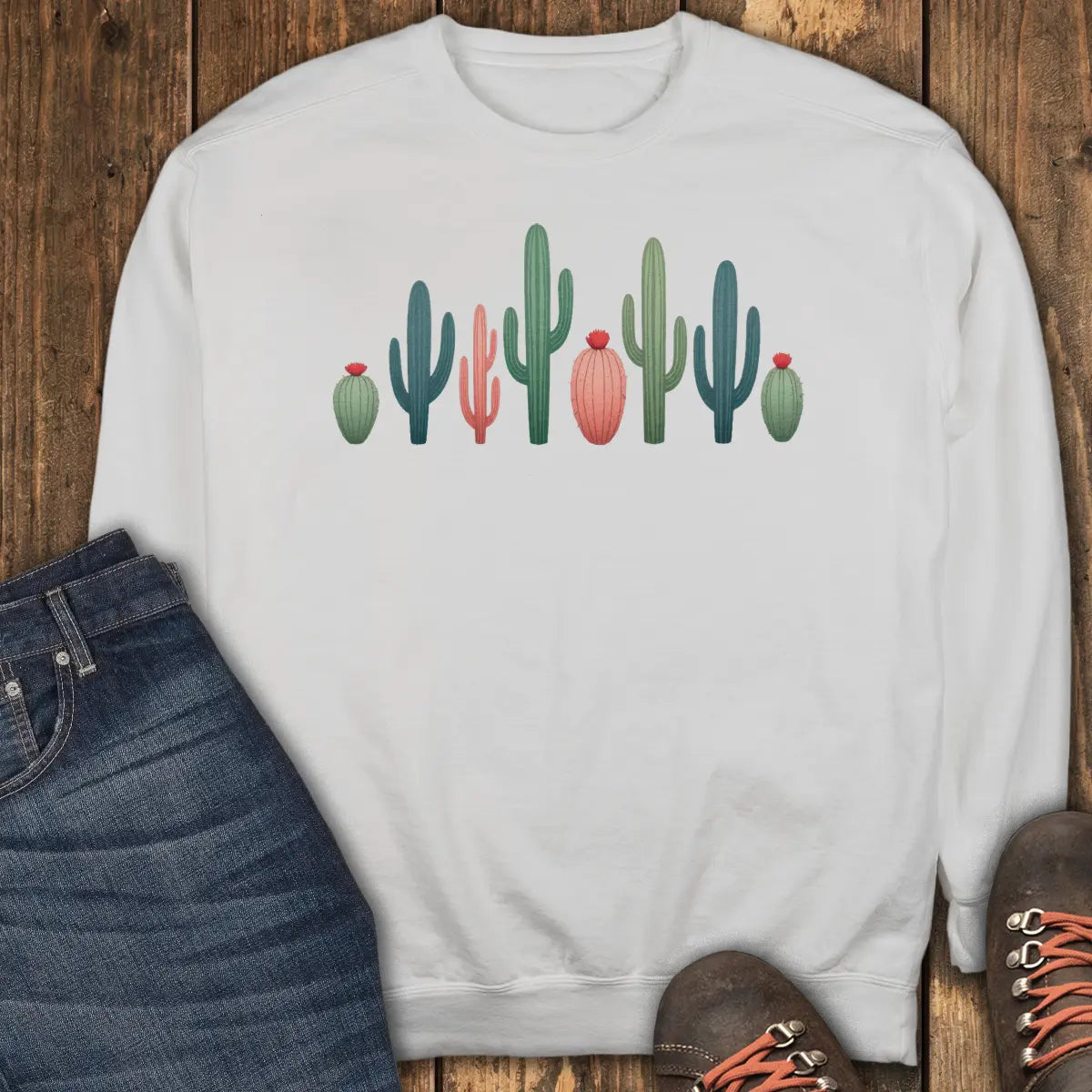 Cactus Lineup Sweatshirt - White