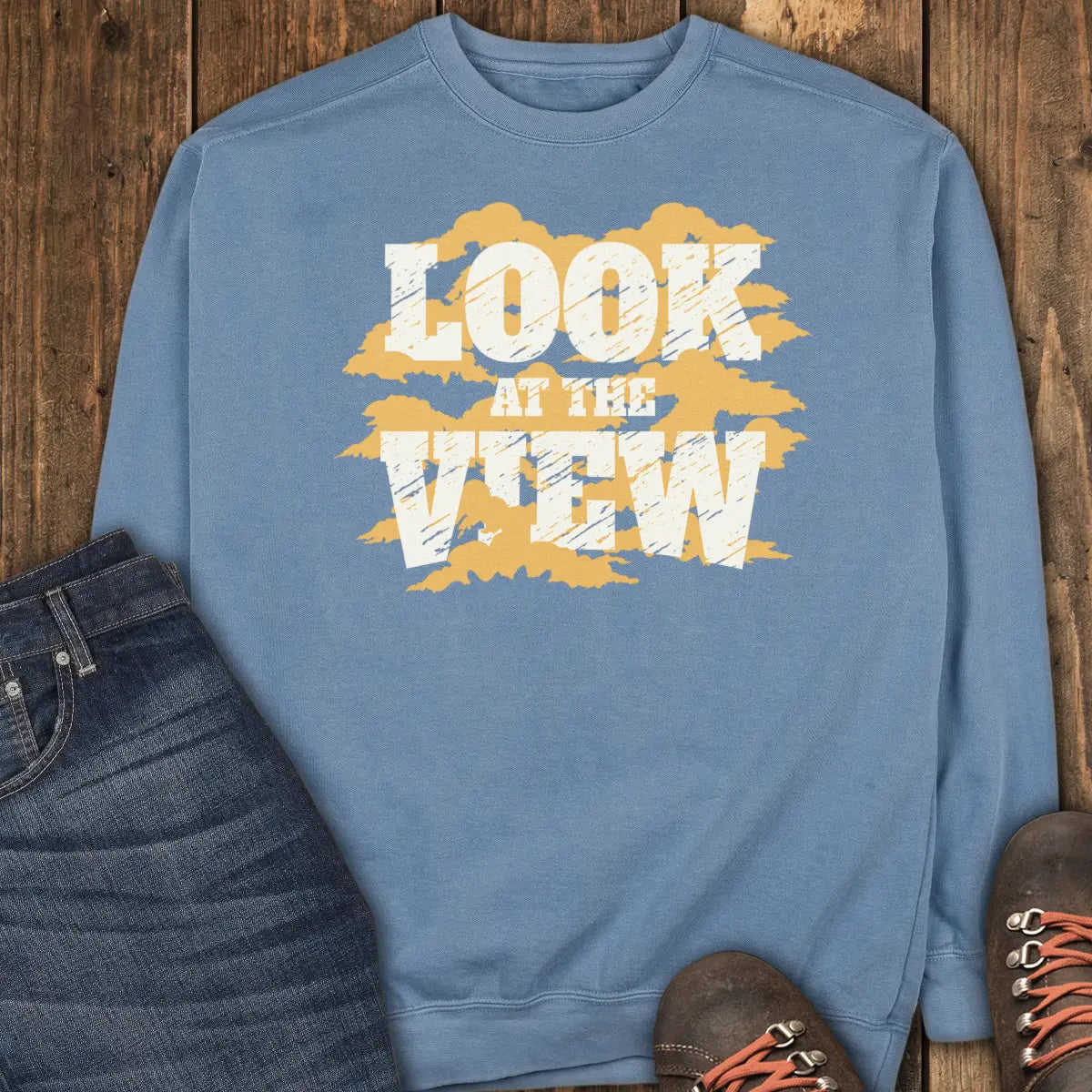 Cloudy Day View Sweatshirt - Blue Jean