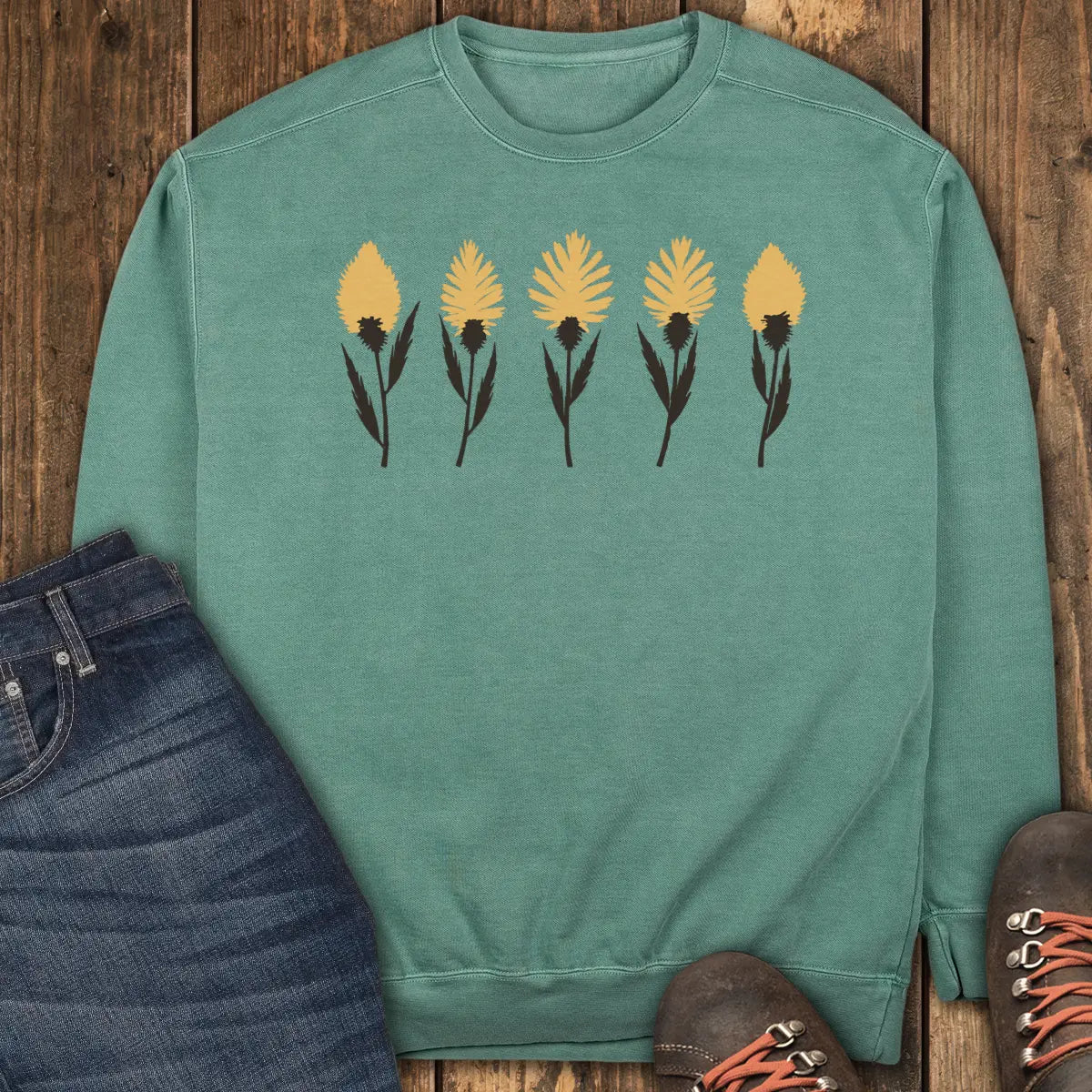 Crimson Bloom Sweatshirt - Light Green