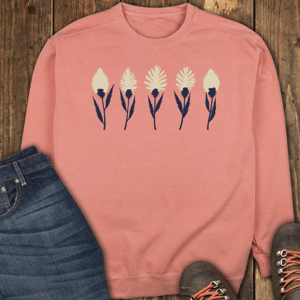 Crimson Bloom Sweatshirt - Terracotta