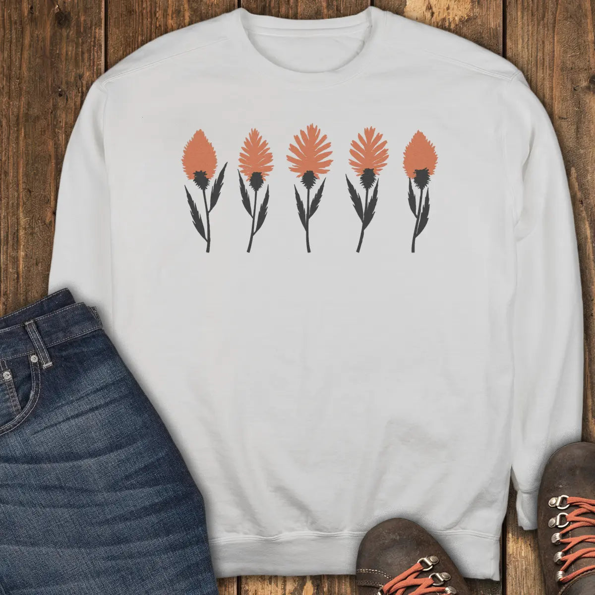 Crimson Bloom Sweatshirt - White