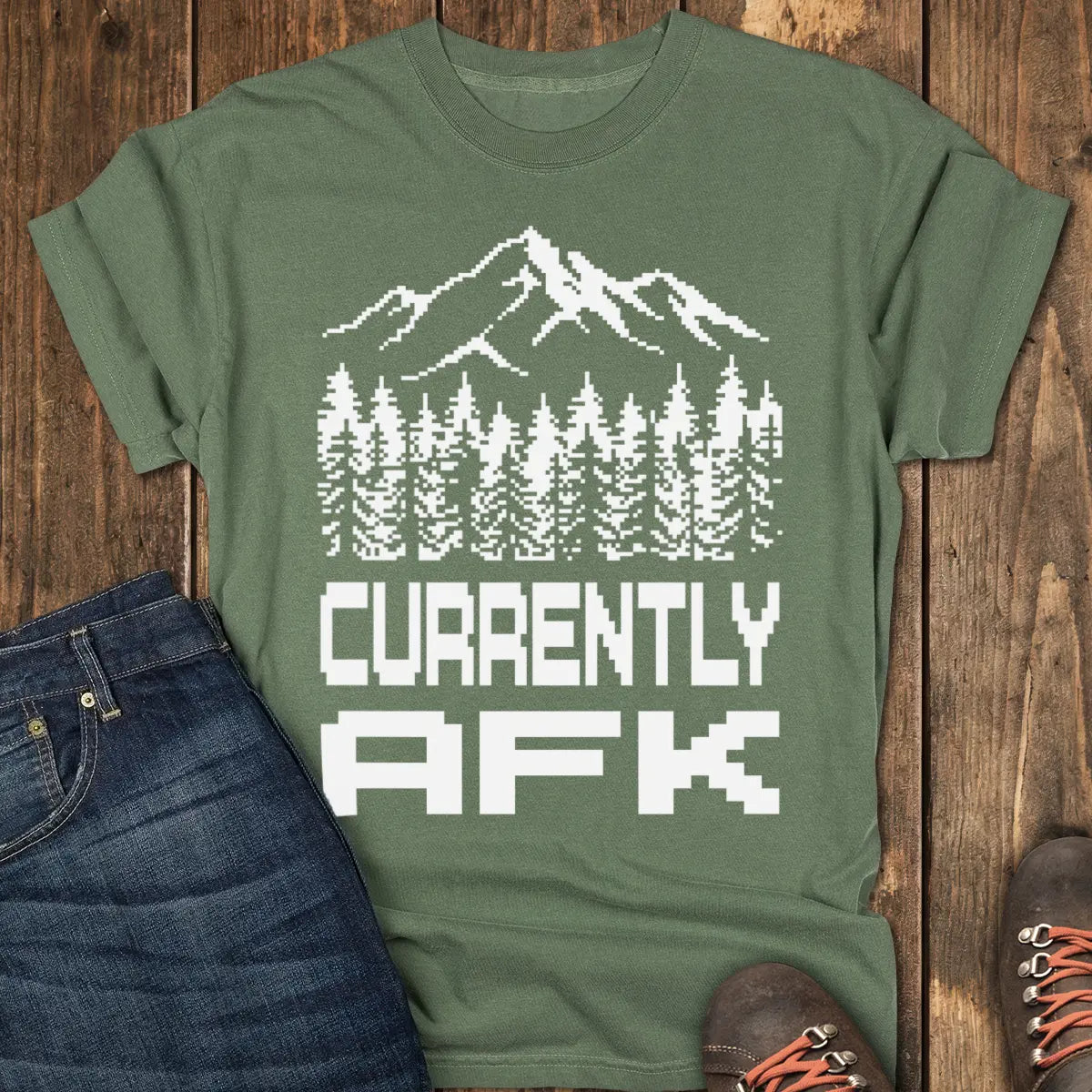 Currently AFK Tee - Moss