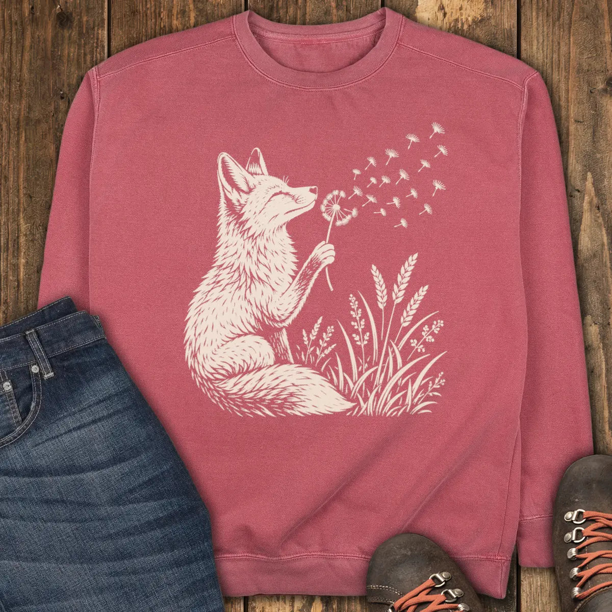 Dandelion Wish Sweatshirt - Crimson