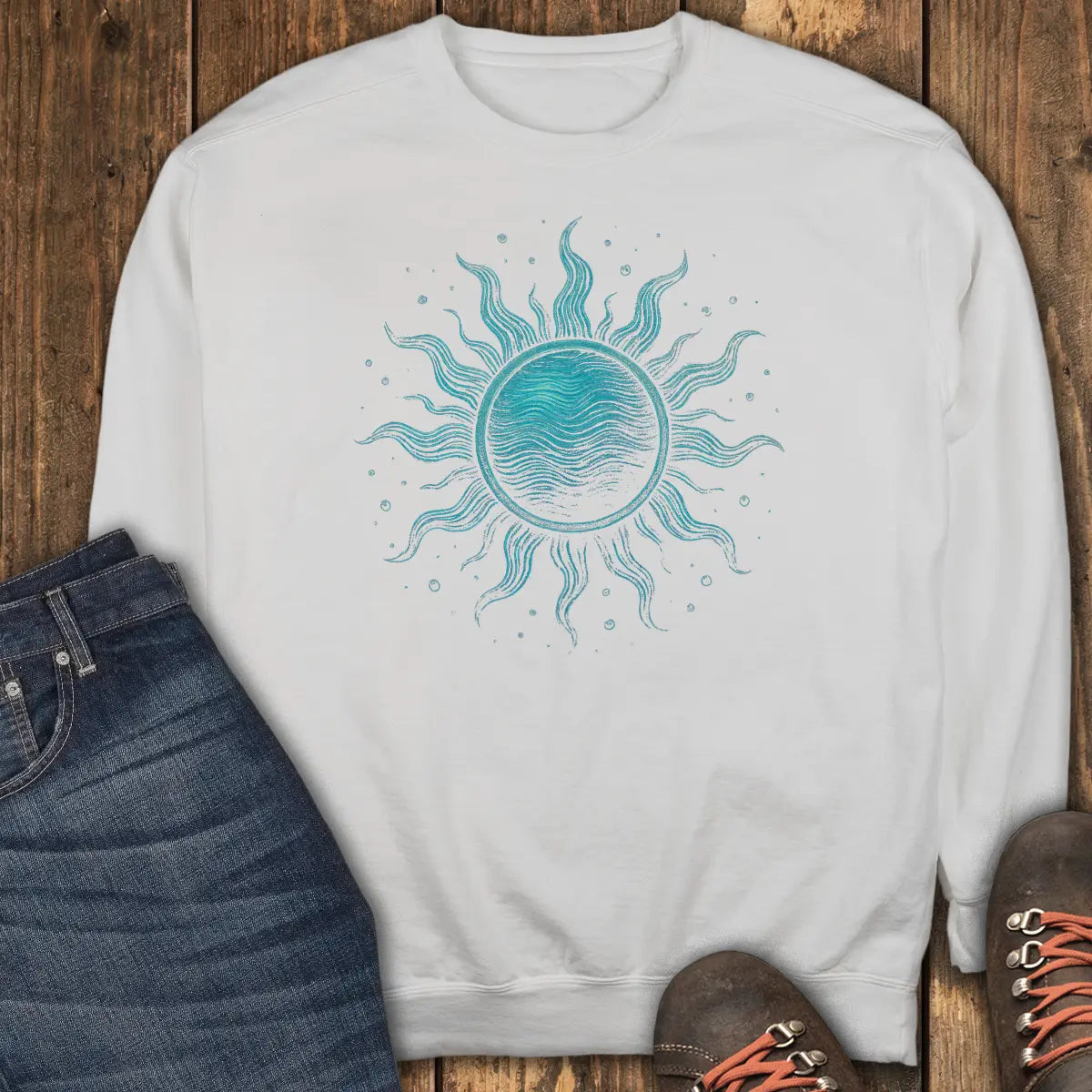 Deep Blue Wanderer Sweatshirt - White