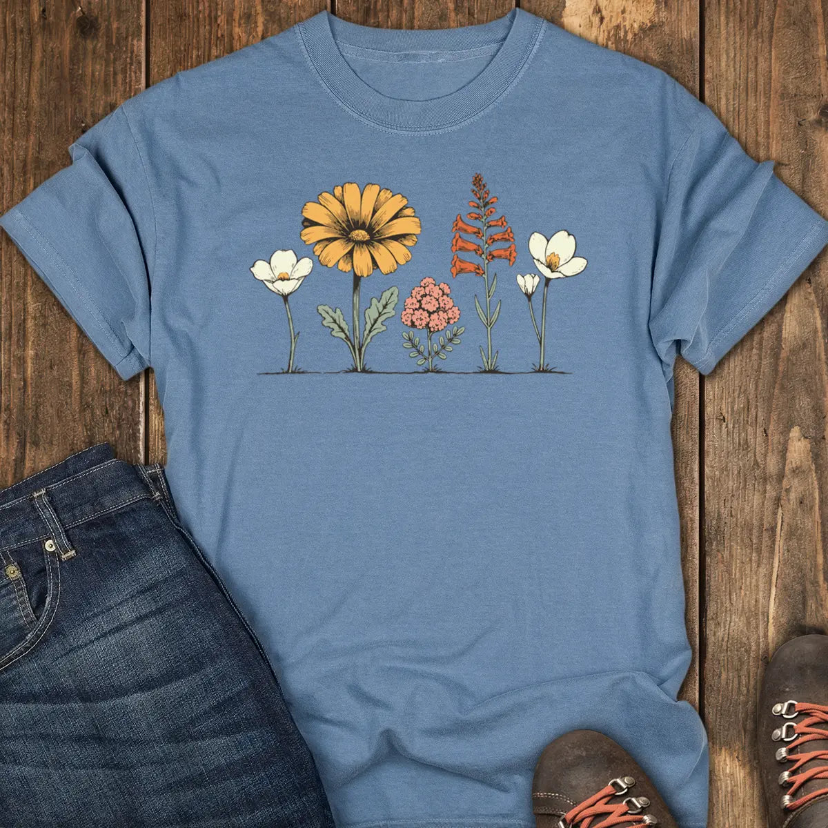 Desert Bloom Tee - Blue Jean