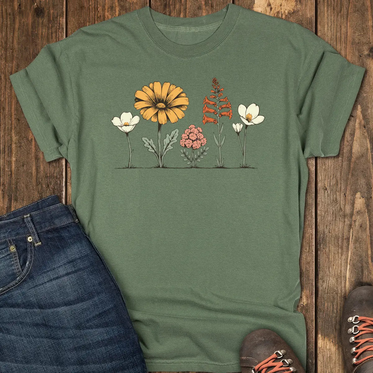 Desert Bloom Tee - Moss