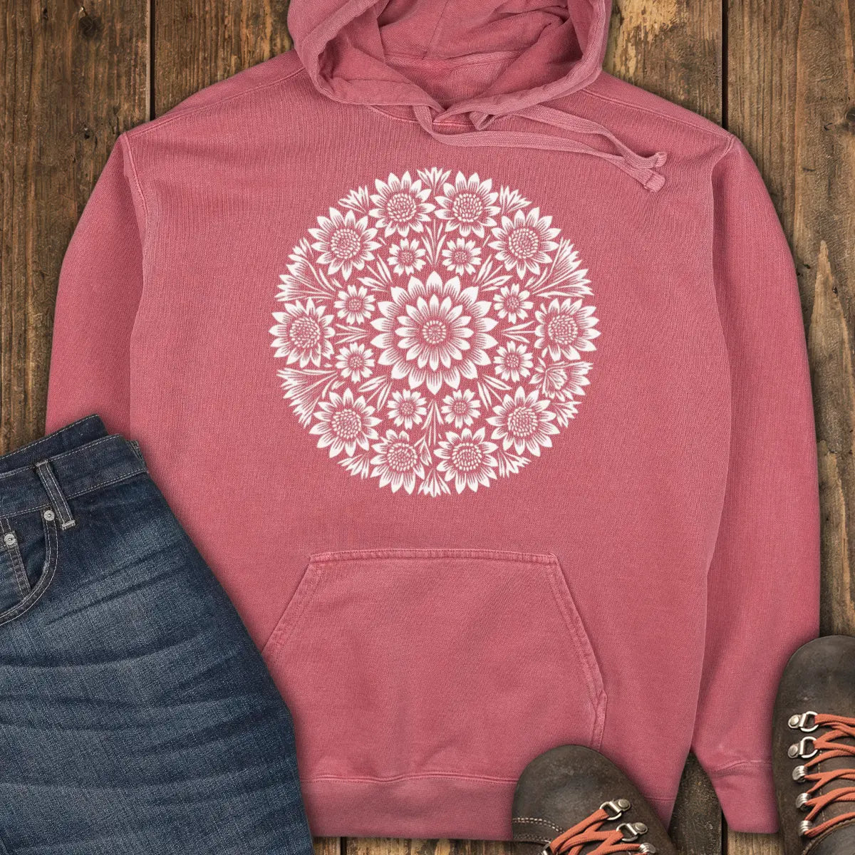 Floral Spirit Hoodie - Crimson