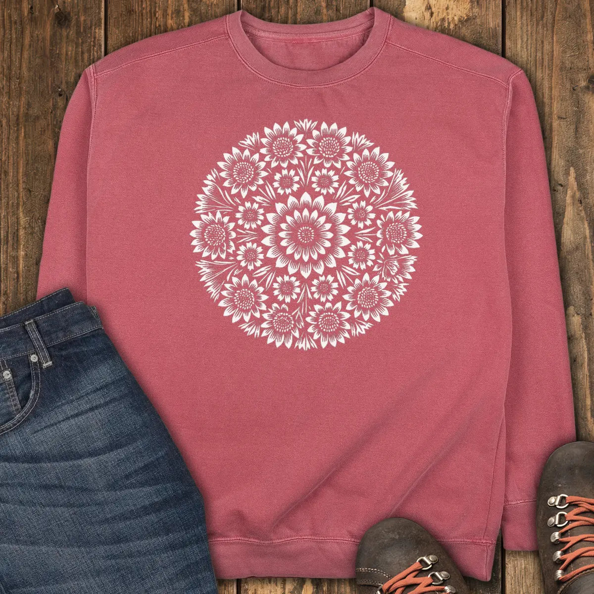 Floral Spirit Sweatshirt - Crimson