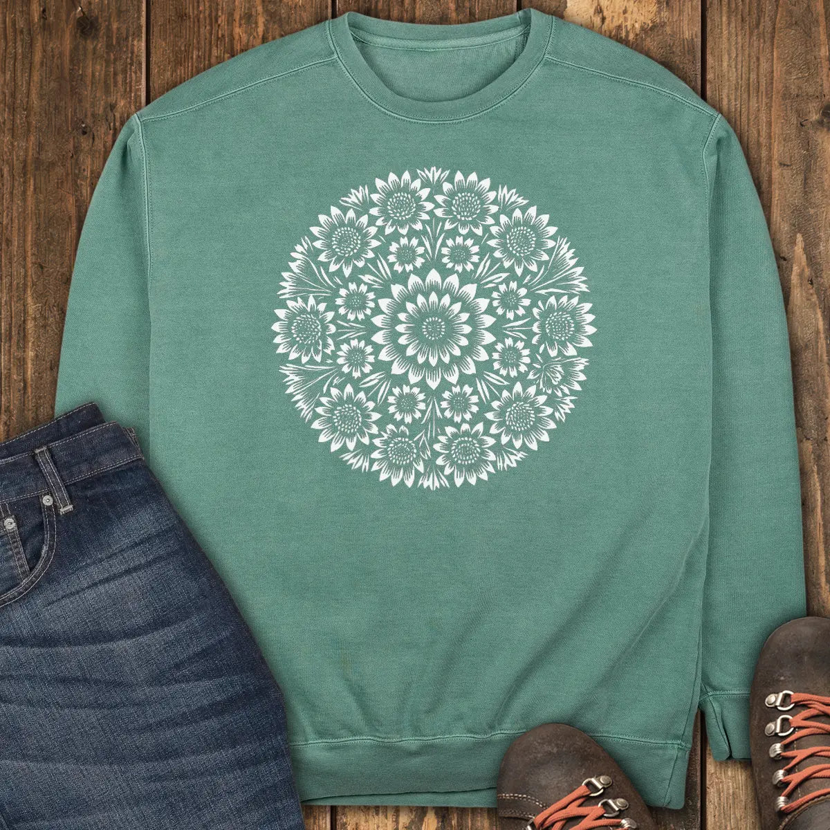 Floral Spirit Sweatshirt - Light Green