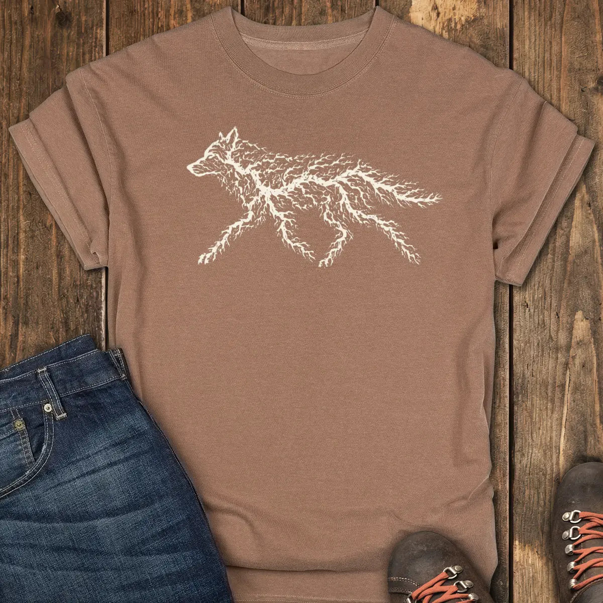 Forest-Born Wolf Tee - Espresso