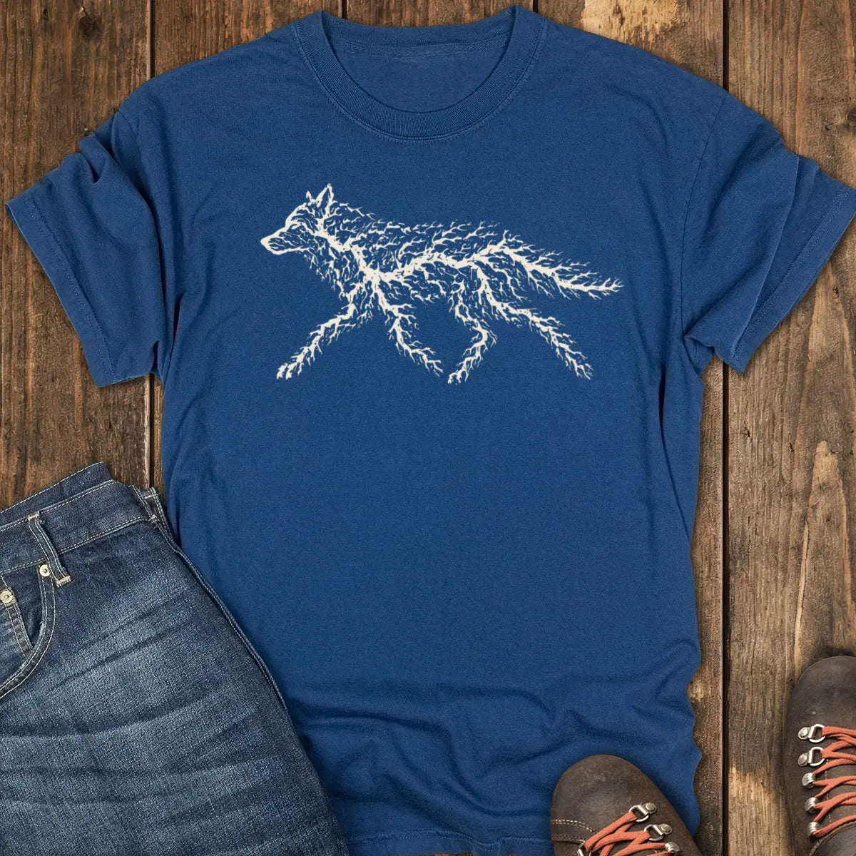Forest-Born Wolf Tee - Navy