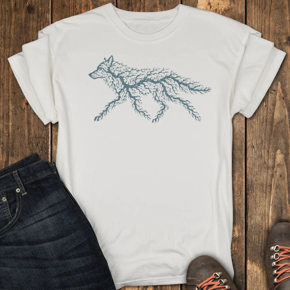 Forest-Born Wolf Tee - White