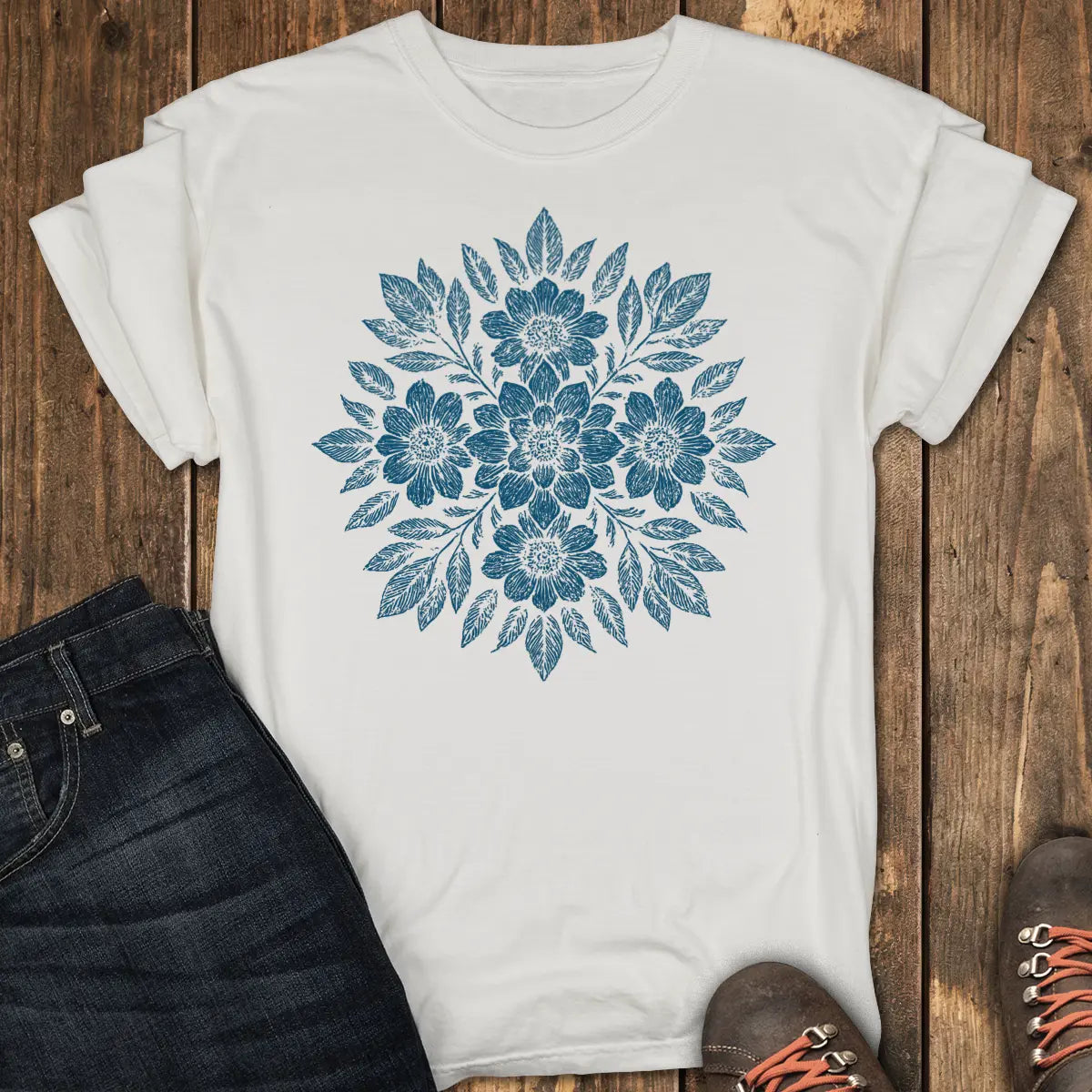Golden Flora Tee - White