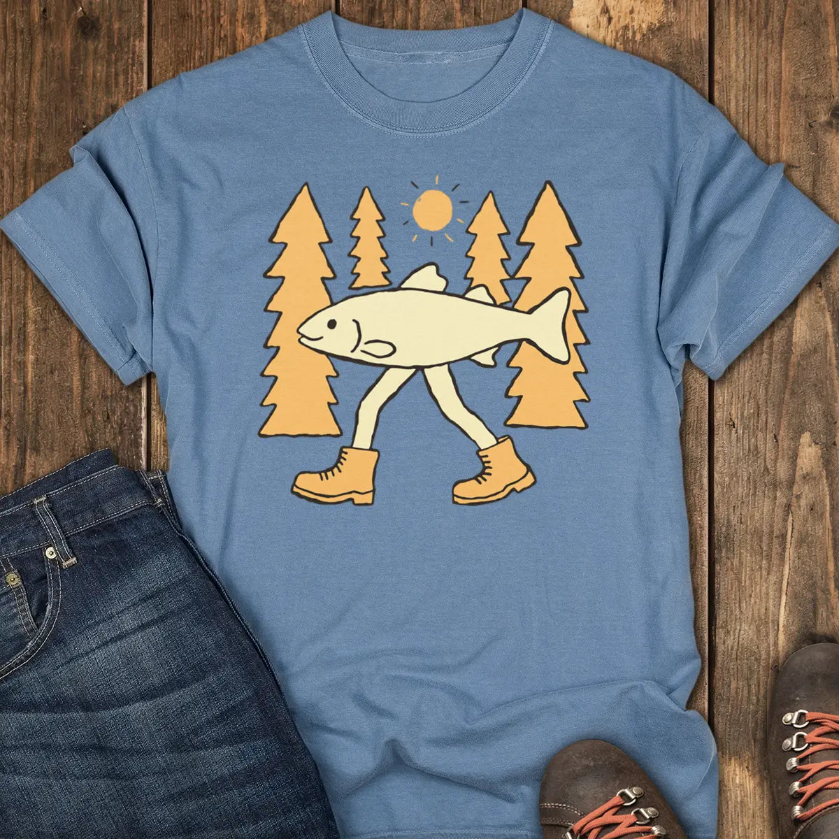 Gone Hiking Tee - Blue Jean