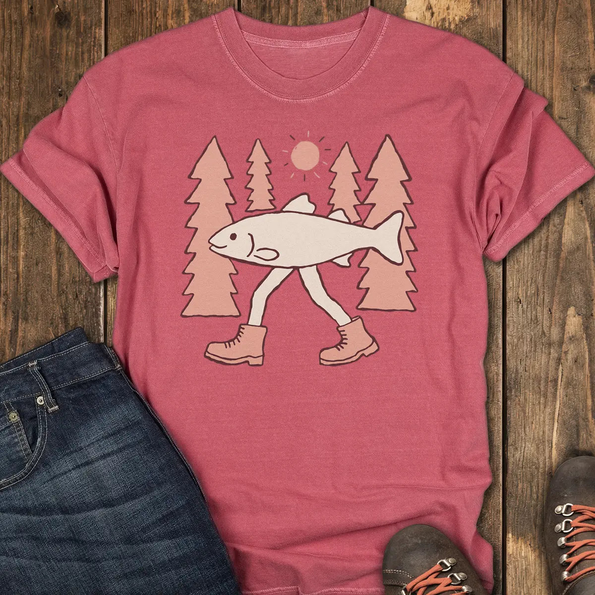 Gone Hiking Tee - Crimson