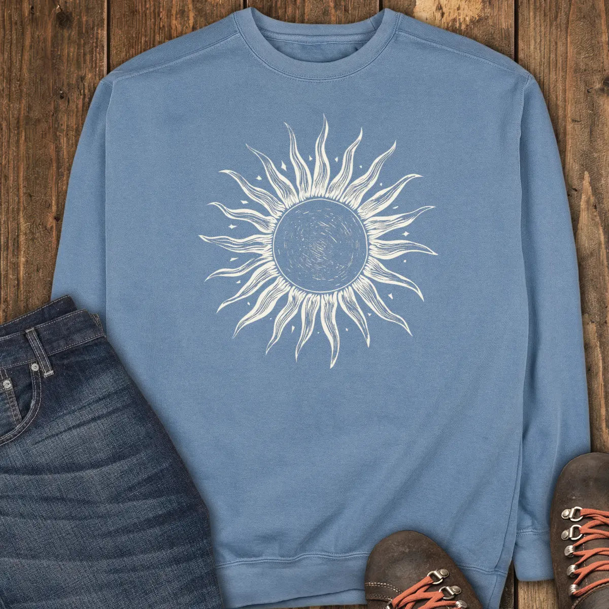 Grayscale Wanderer Sweatshirt - Blue Jean