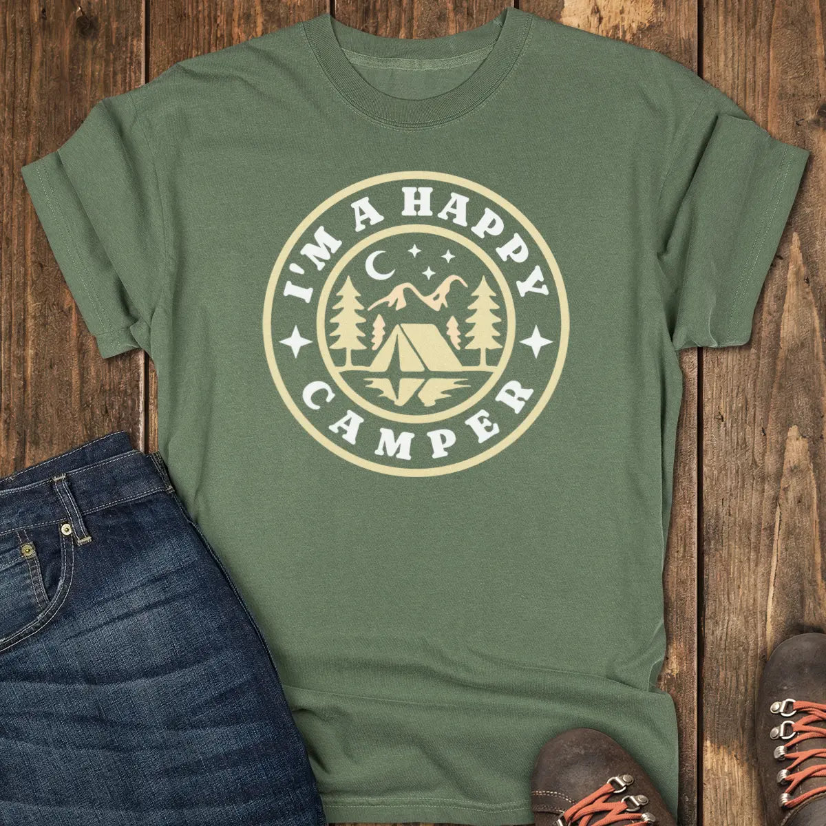 Happy Camper Tee - Moss