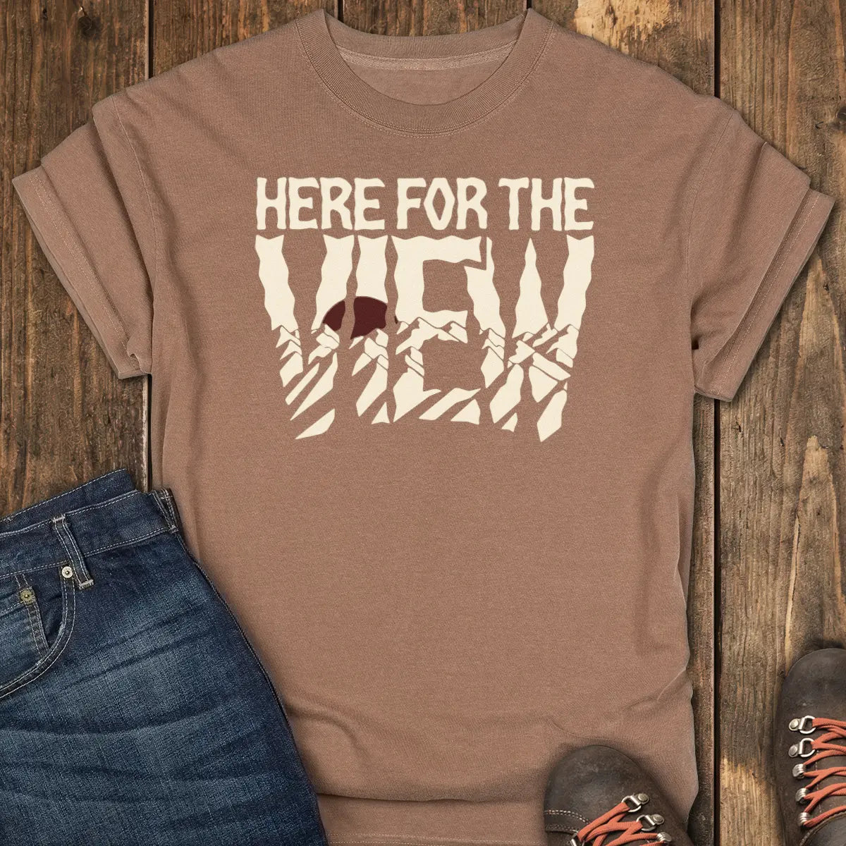 Here for the View Tee - Espresso