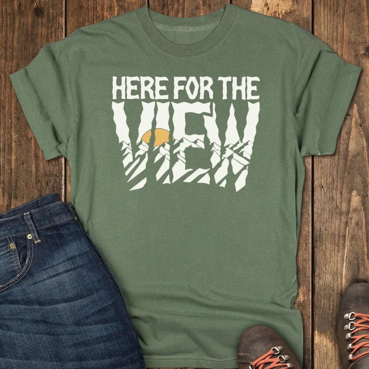 Here for the View Tee - Moss