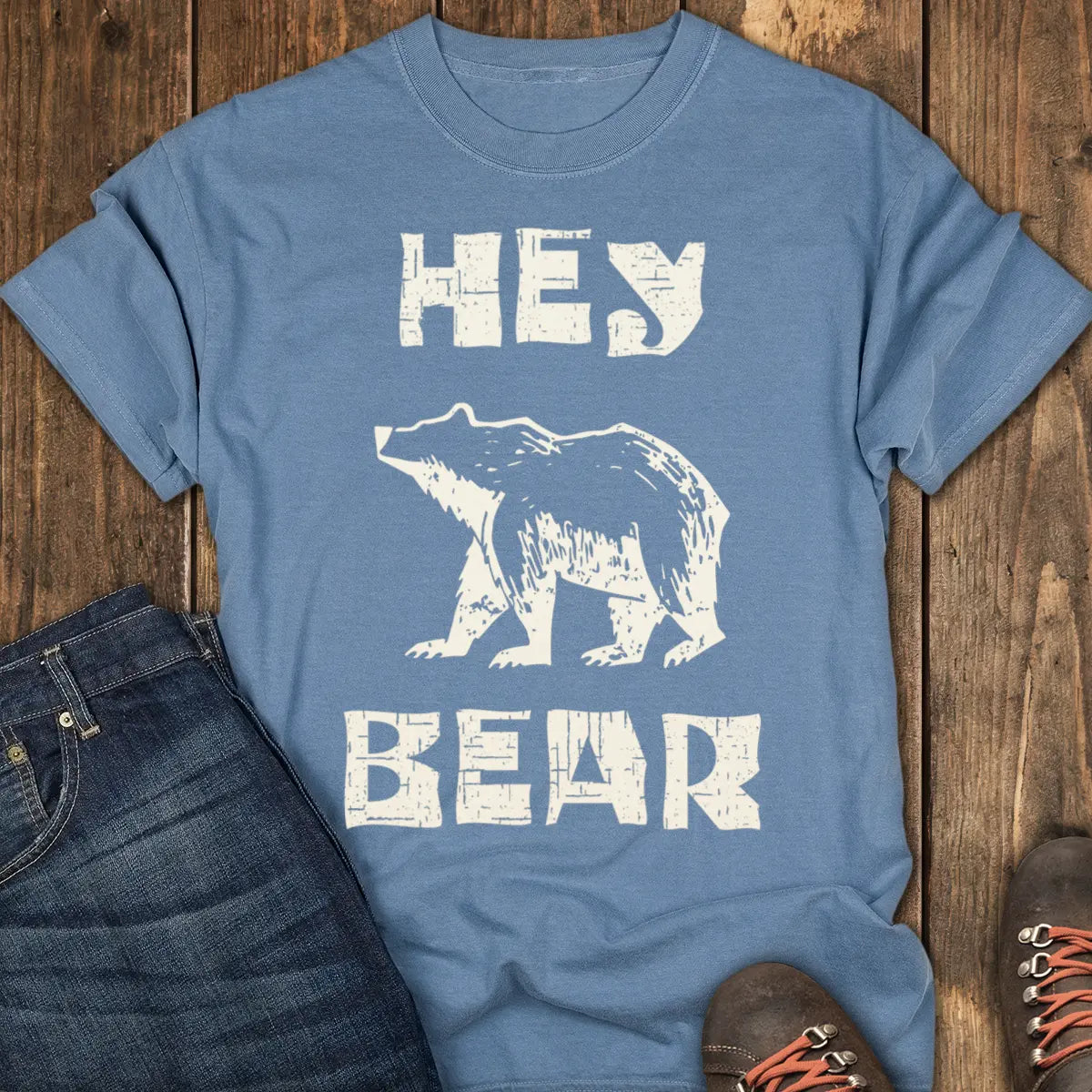 Hey Bear Tee - Blue Jean