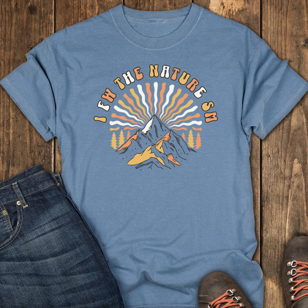 I FW The Nature SM Tee - Blue Jean