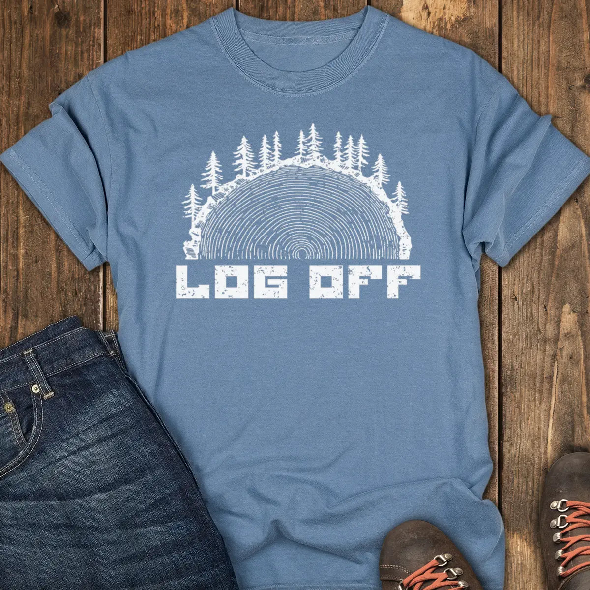 LOG OFF Tee - Blue Jean