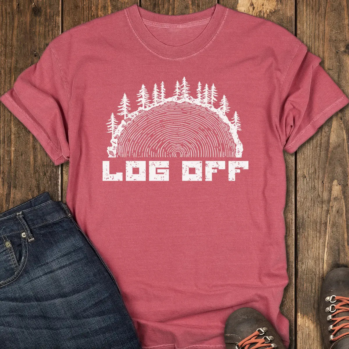 LOG OFF Tee - Crimson