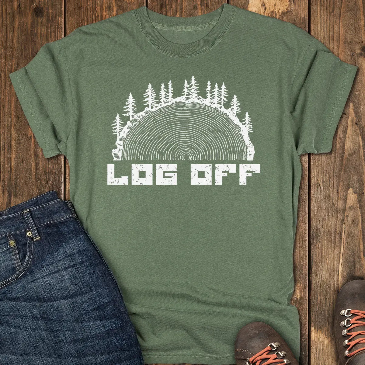 LOG OFF Tee - Moss