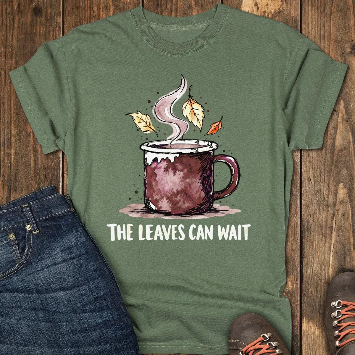 Leaves Can Wait Tee - Moss