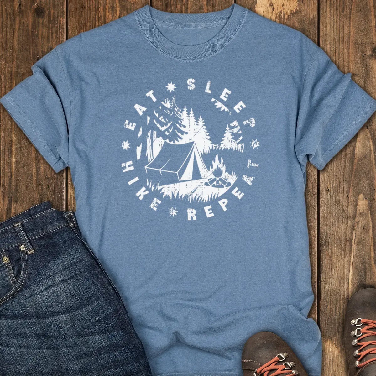 Life Routine Tee - Blue Jean
