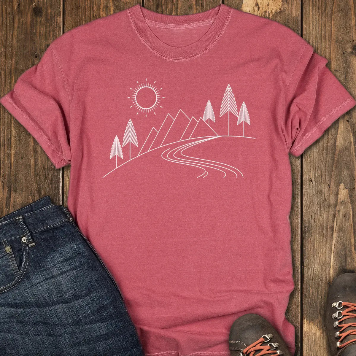 Linescape Tee - Crimson