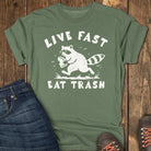 Live Fast Eat Trash Tee - Moss