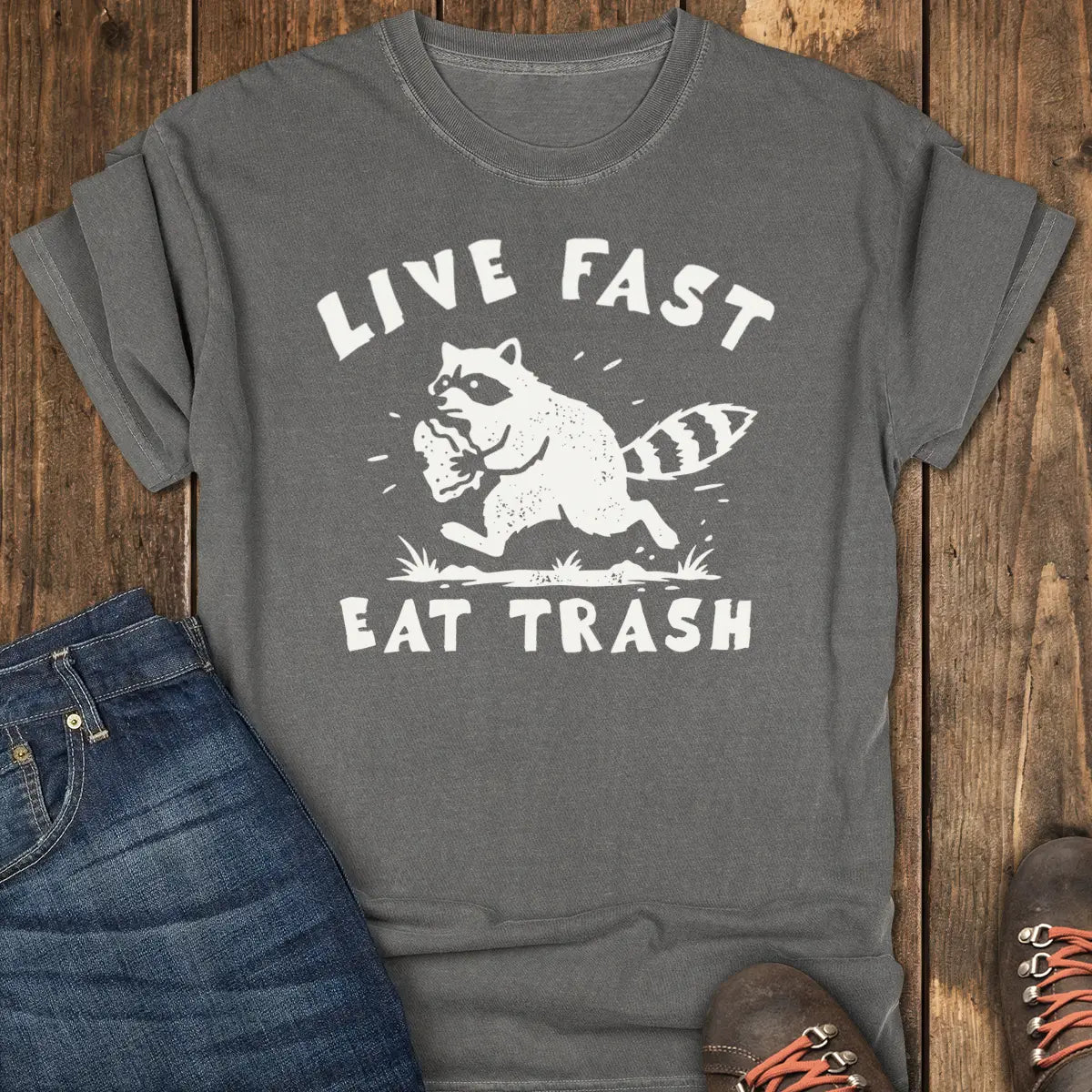 Live Fast Eat Trash Tee - Pepper