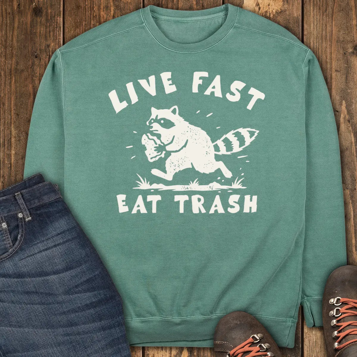 Live Fast Eat Trash Sweatshirt - Light Green