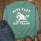 Live Fast Eat Trash Sweatshirt - Light Green