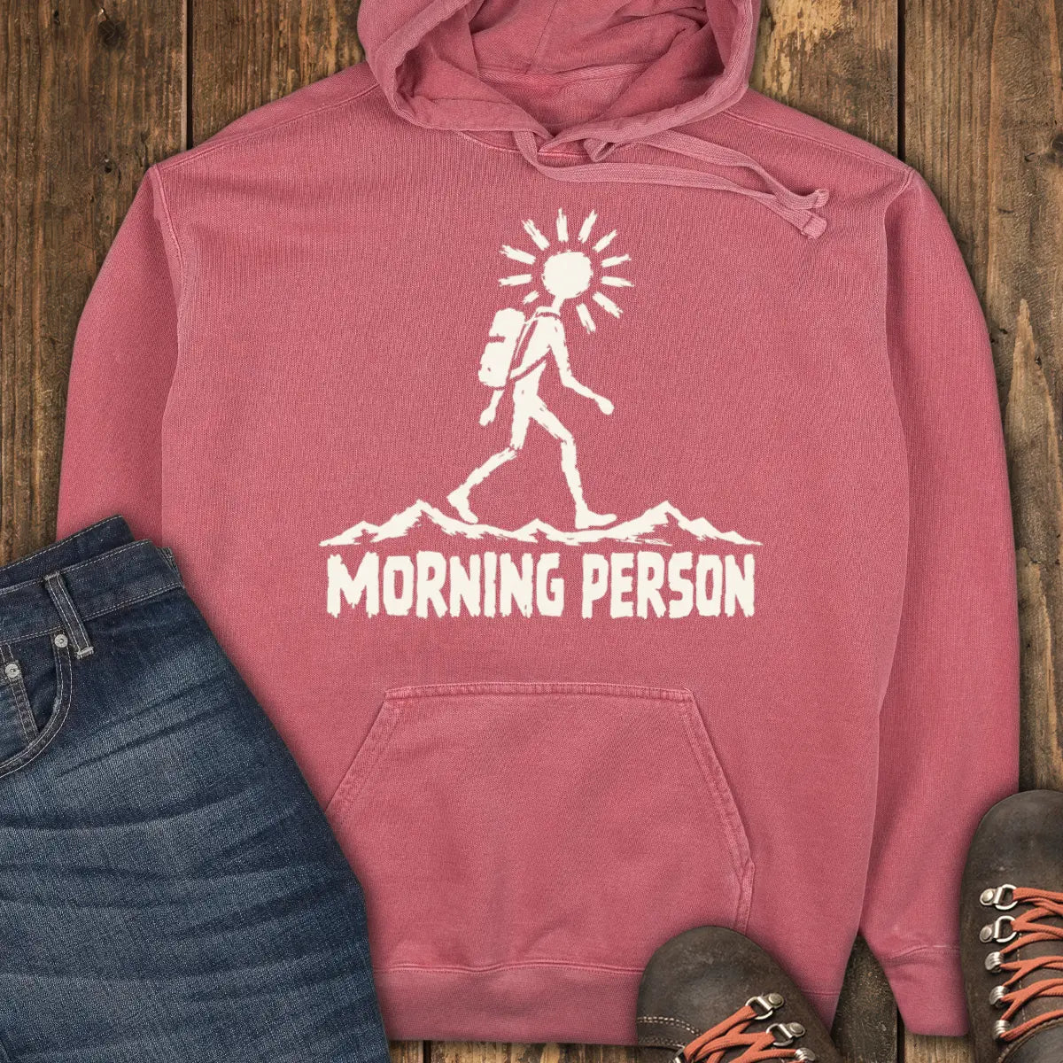 Morning Person Hoodie - Crimson