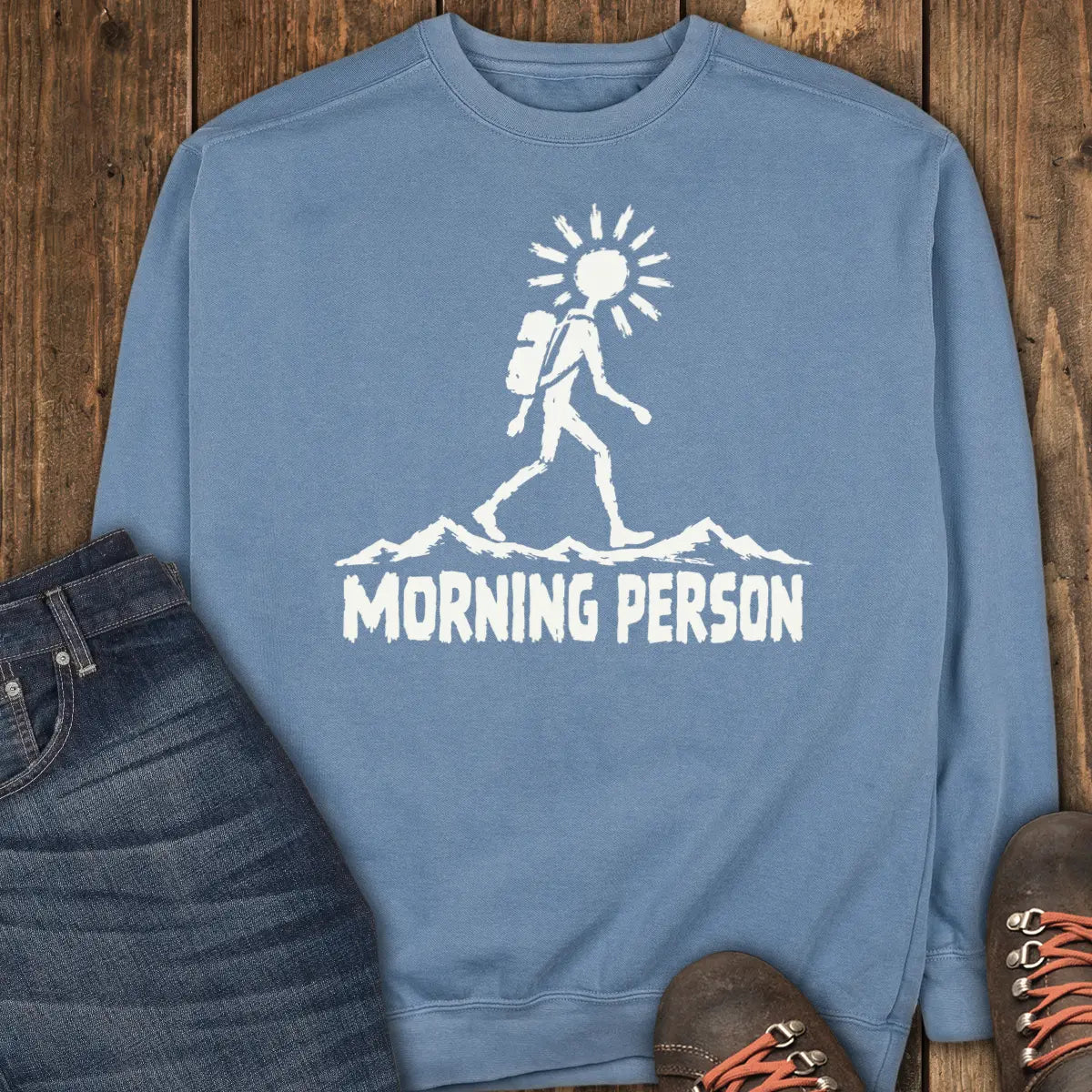 Morning Person Sweatshirt - Blue Jean