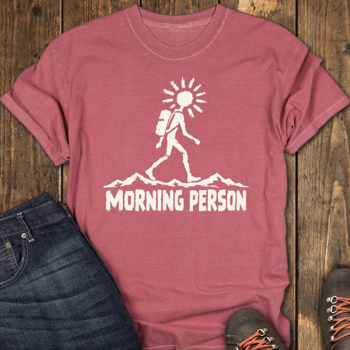 Morning Person Tee - Crimson