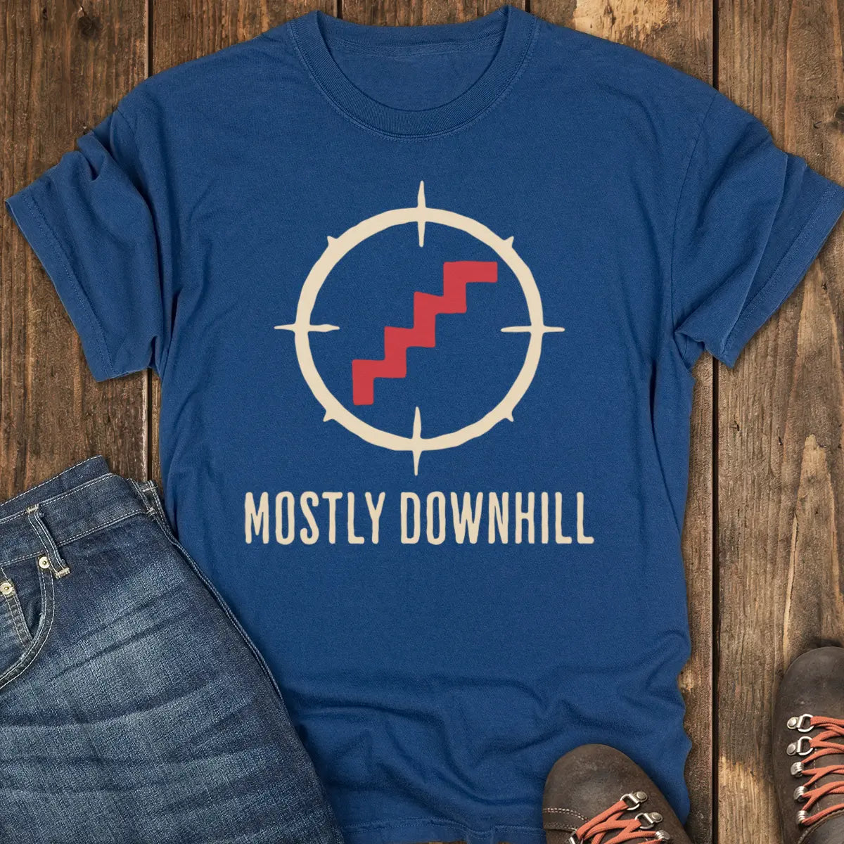 Mostly Downhill Tee - Navy