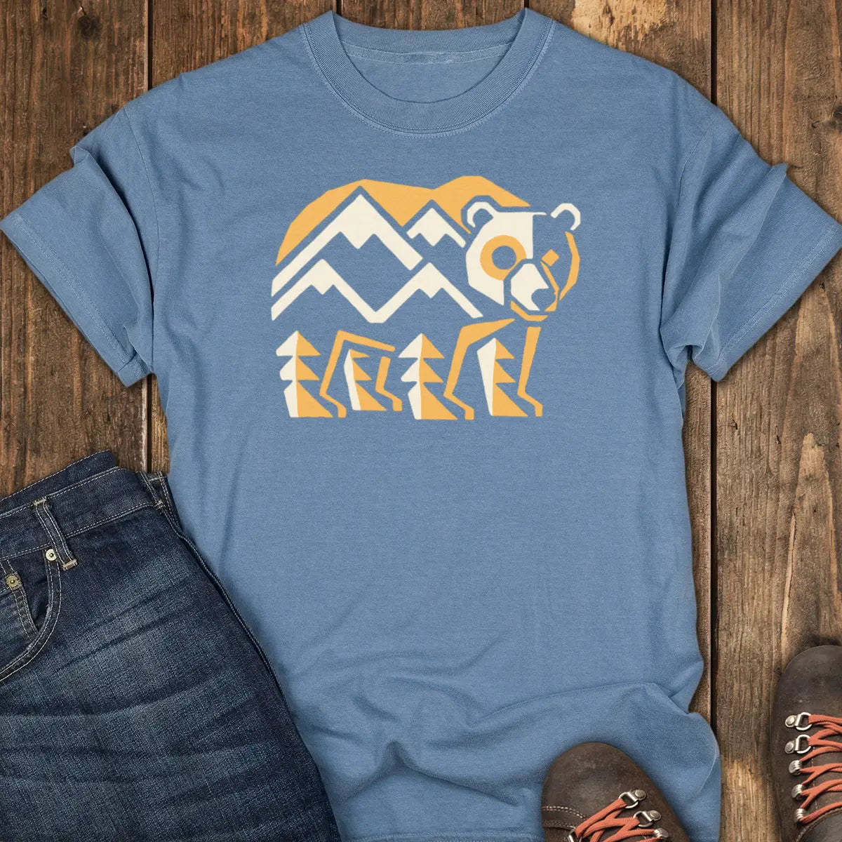 Mountain Bear Tee - Blue Jean